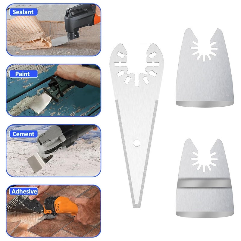 BBYPP 9pcs Oscillating Scraper Blades for caulk adhesive sealant removal, Universal Multi tool Quick Release, 3pcs Rigid Scraper, 3pcs Flexible Scraper, 3pcs tapered scraper - Image 5